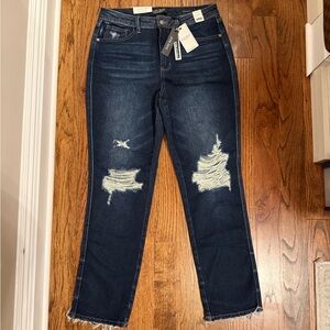 Judy Blue Midnight Blue Distressed Straight Jeans